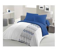 parure de couette microfibre ambroisie - 1 housse de couette 240 x 260 cm + 2 taies d'oreiller 63 x 63 cm - bleu