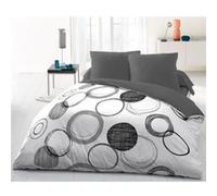 Generique Parure de couette Audace microfibre 220x240 cm 1 housse + 2 taies d'oreiller 63x63 Gris
