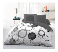 Parure de couette microfibre Audace - 1 housse de couette 220 x 240 cm + 2 taies d'oreiller 63 x 63 cm - Gris clair