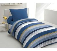 Parure de couette microfibre HOME PASSION STANIS - 1 housse de couette 140 x 200 cm + 1 taie d'oreiller 63 x 63 cm - Bleu