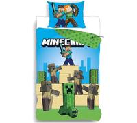Parure de Couette Minecraft - 1 Housse de Couette Minecraft 140x200 + 1 taie 65x65cm (Parure de lit Minecraft, 140 x 200 cm | 65 x 65 cm)