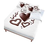 Parure de Couette numérique imprimée en numérique pour lit Double cœur Chocolat