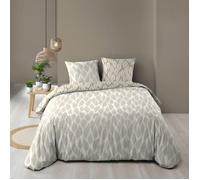 Parure de couette réversible + 240 x 220 cm coton 57 fils + 2 taies Mareva