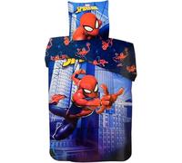 Parure de Couette Spider-Man Marvel en 100% Coton- 1 Housse de Couette 140x200 + 1 taie 65x65cm (Parure de lit Spider-Man Marvel - M) (Spider-Man Duvet Cover Set - F, 140 x 200 cm | 65 x 65 cm)
