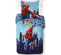 Parure de Couette Spiderman Marvel - 1 Housse de Couette 140x200 + 1 taie 65x65cm en 100% Coton (Parure de Lit Spider-Man - A)