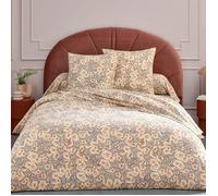 Parure de drap 240x300 cm 65x65 flanelle LILY gris orange 3 pièces