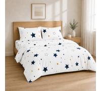 Parure de draps 160x200+30 / 240x280 + 50x80 2PCS, Ciel Étoilé Bleu | Microfibre brossée au toucher soyeux, séchage rapide et huit imprimés pour toute la maison, du lit simple au grand lit