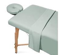 Saloniture Parure de lit 3 pièces en microfibre pour table de massage - Housse de lit de qualité supérieure - Comprend des draps-housses et des draps-housses avec housse pour berceau - Vert écume de