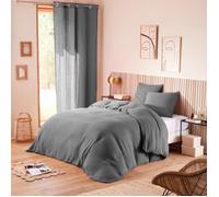 Parure de draps 4 pièces ""Noah"" Gaze de Coton pour lit 2 Places 140 cm - Noah Ardoise
