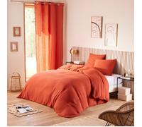 Parure de draps 4 pièces ""Noah"" Gaze de Coton pour lit 2 Places 160 cm - Noah Terracotta