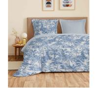 Parure de draps 4 pièces ""Vanessa"" pour lit 140 x 190 cm Adama Azur