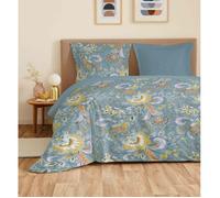 Parure de draps 4 pièces ""Vanessa"" pour lit 140 x 190 cm Bergame Turquoise