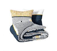 Parure de Draps à Rayures Ethniques Bleu 260 x 240 cm