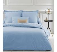 Parure de Draps- parure de lit 5 Pièces Luxe - 100% Percale de Coton Peigné -80 Fils/cm²- Drap Plat + Drap Housse 140 x 190 cm+2 Taies d’Oreiller + 1 Taie de Traversin-Qualité Premium (BLEU CIEL)