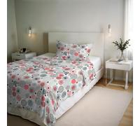 Parure de Housse de Couette River - Produit en Italie - Set Housse de Couette 1 Personne - Housse 150x200 cm + Rabat et taie d'oreiller 50x80 cm - 80% Coton, 20% Fibres mélangées - Elba
