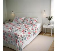 Parure de Housse de Couette River - Produit en Italie - Set Housse de Couette 2 Personnes - Housse 250x200 cm + Rabat et 2 taies d'oreiller 50x80 cm - 80% Coton, 20% Fibres mélangées - Elba