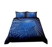 Parure de Lit 1/2 Personne Vortex Illusion Effet Piège 3D Trou sans Fond Swirl Literie Vert Gris Bleu Noir Blanc Treillis Housse de Couette et Taie d'oreiller en Microfibre (Coloré 2, 140_x_200_cm)