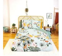 Parure de lit 1 Housse de Couette + 2 Taies d'oreiller 63x63cm 100% Coton adouci 240x220cm