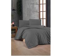 Parure de lit - 1 housse de couette 220 x 240 cm + 2 taies d'oreiller 60 x 60 cm - 100% coton renforcé - Anthracite