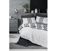 Parure de lit - 1 housse de couette 220 x 240 cm + 2 taies d'oreiller 60 x 60 cm - 100% coton renforcé - Anthracite
