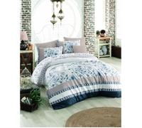 Parure de lit - 1 housse de couette 220 x 240 cm + 2 taies d'oreiller 60 x 60 cm - 100% coton renforcé - Bleu
