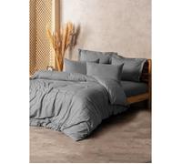 Parure de lit - 1 housse de couette 220 x 240 cm + 2 taies d'oreiller 60 x 60 cm - 100% coton renforcé - Gris