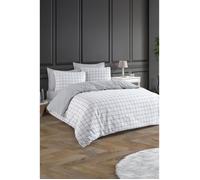 Parure de lit - 1 housse de couette 220 x 240 cm + 2 taies d'oreiller 60 x 60 cm - 65% coton, 35% polyester - Gris