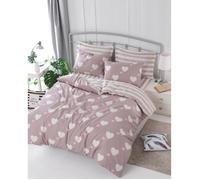 Parure de lit - 1 housse de couette 220 x 240 cm + 2 taies d'oreiller 60 x 60 cm - 65% coton, 35% polyester - Rose