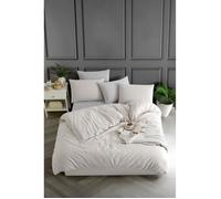 Parure de lit - 1 housse de couette 220 x 240 cm + 2 taies d'oreiller 60 x 60 cm - 70% coton, 30% polyester - Beige