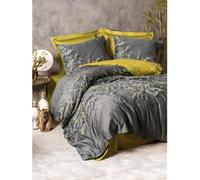 Parure de lit - 1 housse de couette 220 x 240 cm + 2 taies d'oreiller 60 x 60 cm - Satiné 100% coton - Anthracite