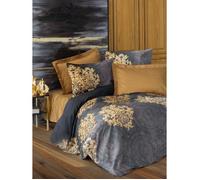 Parure de lit - 1 housse de couette 220 x 240 cm + 2 taies d'oreiller 60 x 60 cm - Satiné 100% coton - Anthracite