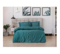 Parure de lit - 1 housse de couette 220 x 240 cm + 2 taies d'oreiller 60 x 60 cm - Satiné 100% coton - Bleu