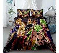 Parure De Lit 1 Housse De Couette Et 2 Taies D'oreiller Motif Dessin Anime Dragon Ball, Pour Lit Double Ou Simple, Douce Et Confortable, Ideal Pour Les Vacances.