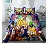 Parure De Lit 1 Housse De Couette Et 2 Taies D'oreiller Motif Dessin Anime Dragon Ball, Pour Lit Double Ou Simple, Douce Et Confortable, Ideal Pour Les Vacances.