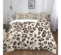Parure De Lit 1 Personne 140x200 cm Imprimé Animal Léopard Beige Clair Beige Clair Housse De Couette Sets de Housses De Couettes Adulte Ado Enfants, avec 2 Taies d'oreiller 65x65 cm