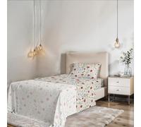 Parure DE LIT 1 Personne sans Repassage Karma - Microfibre - Drap Plat 150 × 270 cm, Drap-Housse 90 × 200 cm avec Bonnet élastiqué de 25 cm, taie d’Oreiller 50 × 80 cm - Printemps