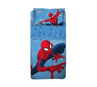Parure de lit 1 Personne Spiderman 100% Coton, Parure de lit, Drap de Dessus avec Ribaltina + Drap Housse + taie d'oreiller