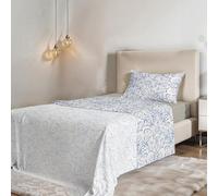 PARURE DE LIT 1 PLACE ET DEMIE SANS REPASSAGE FANTASY - Microfibre - Drap plat 180 × 270 cm, drap-housse 120 × 200 cm avec bonnet élastiqué de 25 cm, taie d’oreiller 50 × 80 cm - OrnatoTex