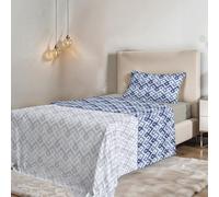 PARURE DE LIT 1 PLACE ET DEMIE SANS REPASSAGE FANTASY - Microfibre - Drap plat 180 × 270 cm, drap-housse 120 × 200 cm avec bonnet élastiqué de 25 cm, taie d’oreiller 50 × 80 cm - Rombi