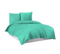 Parure de lit 100 % coton avec housse de couette 135 x 200 cm, 155 x 220 cm, 200 x 200 cm, couleur : turquoise, dimensions : 155 x 220 cm