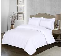 Parure de lit 100 % coton égyptien,200 fils au pouce carré,Housse de couette unie avec taies d'oreiller gratuites,Infroissable et facile d'entretien,Tailles simple, super king size (blanc, double)