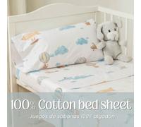 Parure de lit 100 % coton, parure de lit complète, comprend drap-housse, drap plat et taie d'oreiller, douce et confortable pour le repos de bébé - ✅Livraison en 3-5 jours Les ensembles de draps pour 
