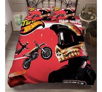 Parure De Lit 100 % Microfibre Douce Et Confortable Hot Wheels Sports Car - 1 Housse De Couette + 2 Taies D'oreiller 80 X 80 Cm Fermeture Éclair Rose Gris, Racing