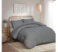 Parure de lit 100 % polycoton, 200 fils au pouce carré, housse de couette et taies d'oreiller gratuites, sans repassage, facile d'entretien, pour lit simple, double, super king size (double, gris)