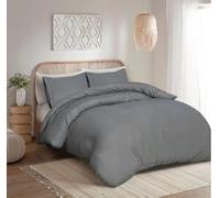 Parure de lit 100 % polycoton,Housse de couette unie 200 fils au pouce carré avec taies d'oreiller gratuites,Infroissable facile d'entretien - Tailles simple, double, super king size (gris, simple)