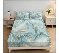 Parure De Lit 120X190Cm - 3 Pièces en Microfibre Respirant - Drap Housse 120X190Cm - 1 Personnes - 2 Taie Oreiller 65X65Cm - Ciel Étoilé en Feuille d'or - Peinture À l'huile sur Marbre