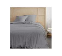 Parure de lit - - 123326 - 2 personnes - 260x240cm - Gaze de coton unie - Acier