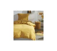 Today Parure de lit 123333 1 personne 140x200 cm Gaze de coton unie Ocre