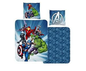 Parure de lit 135x200 en flanelle, biber pour garçons, Marvel Avengers, douce et pelucheuse pour l'hiver, 1x taie d'oreiller 80x80 + housse de couette 135x200, 100% coton
