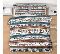 Parure de Lit 135x200 Fleur Ethnique, Housse de Couette Réversible Géométrie Exotique + 1 Taie d'oreiller 65x66 cm, Doux Ensemble de Literie en Microfibre pour Garçon Fille